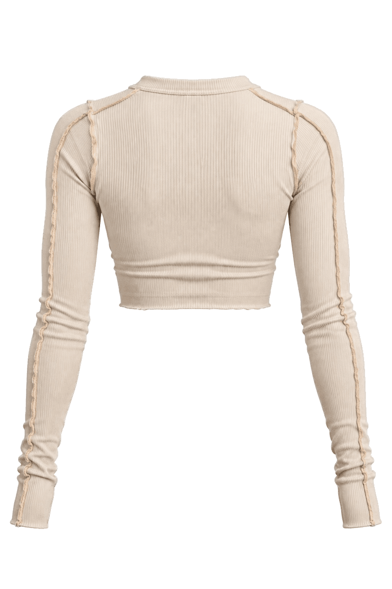 Women's Rib Crop Top, Bone, back