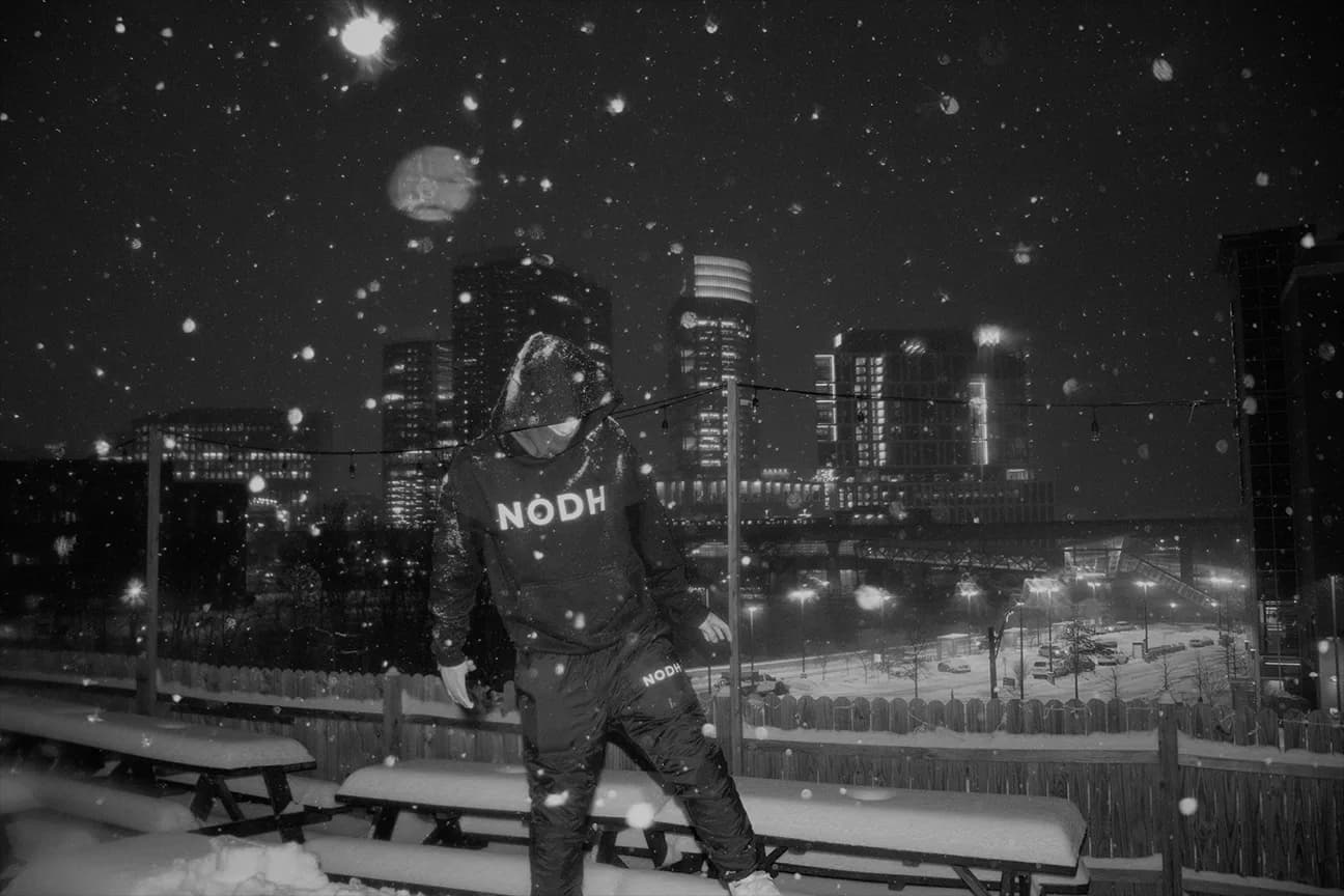 Night skyline in snow